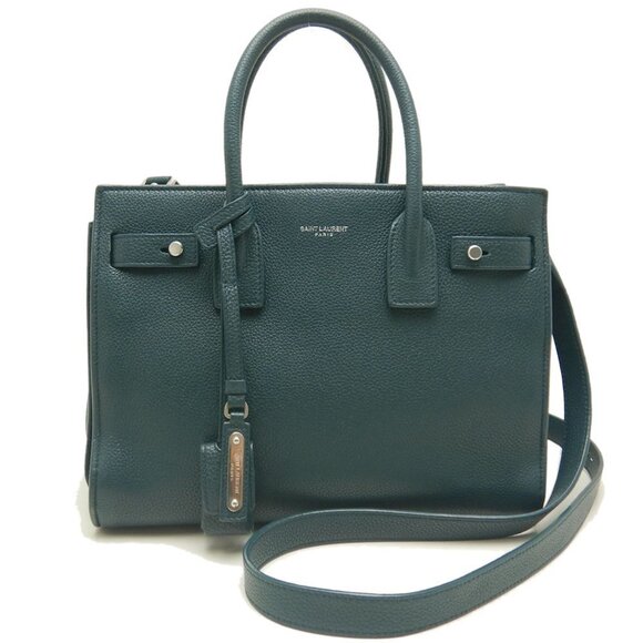 SAINT LAURENT Green Leather Pouch - Picture 1 of 10